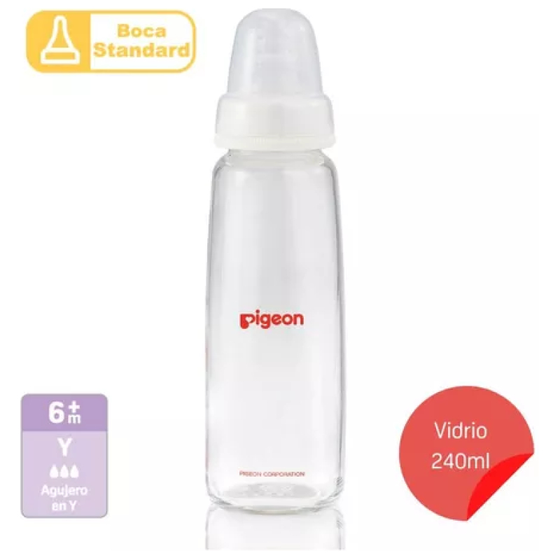 Mamadera Boca Estandar Vidrio Pigeon 240ml - Imagen 2