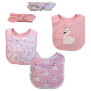 Set de 5 piezas baberos + cintillos bambino niña
