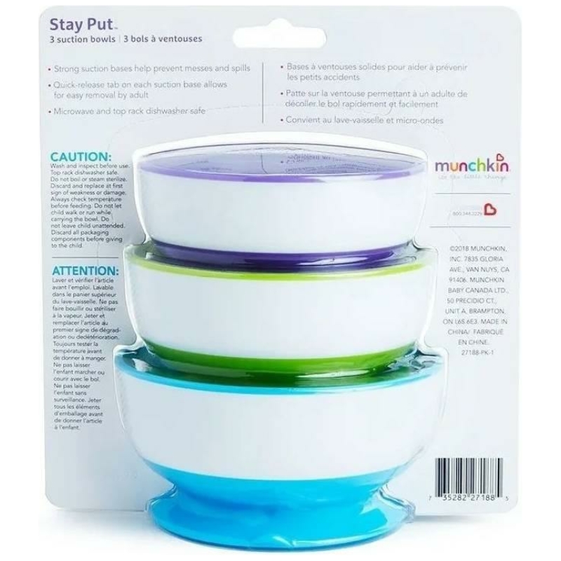Set de 3 bowls antideslizantes stay put munchkin