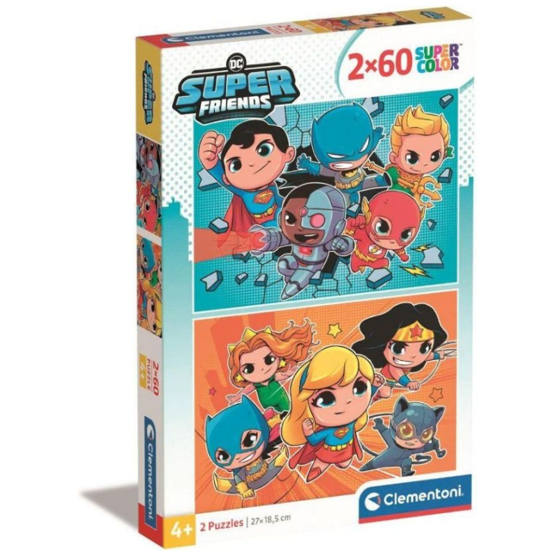 Puzzles 2x60 piezas - super amigos dc comics