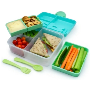 Lonchera bento box con cubiertos melii - verde